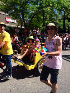 Look out! Some Utah Film Center marchers had water guns to cool off the crowd.